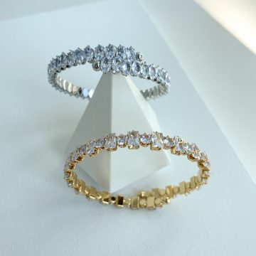 Gold Zirkon Taşlı Çelik Bileklik - Görsel 4