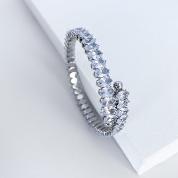 Silver Zirkon Taşlı Çelik Bileklik