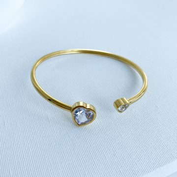 Gold Kalp Detay Zirkon Taş Çelik Bileklik - Görsel 2