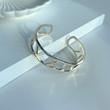 Gold Roma Rakamlı Kelepçe & Bileklik - Görsel 2