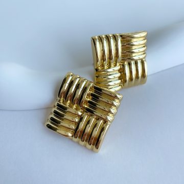 Hailey Çelik Gold Küpe