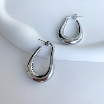 Silver Asimetrik Küpe - Görsel 2