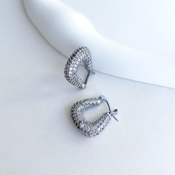Luna Zirkon Silver Küpe - Görsel 2