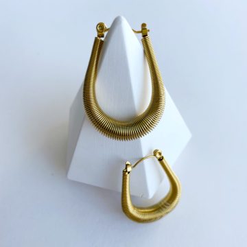 Sık Yaylı Çelik Gold Küpe