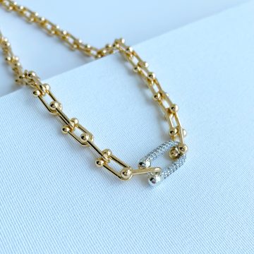 Tiffany Gold Zirkon Detaylı Kolye