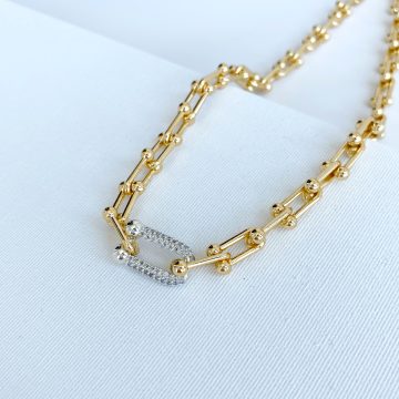 Tiffany Gold Zirkon Detaylı Kolye - Görsel 2