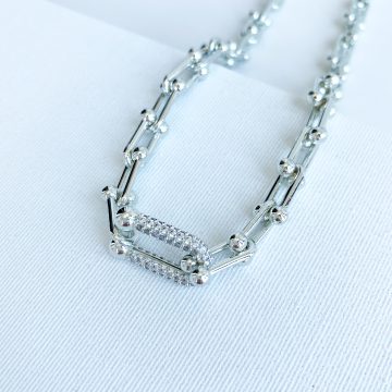 Tiffany Silver Zirkon Detaylı Kolye - Görsel 2