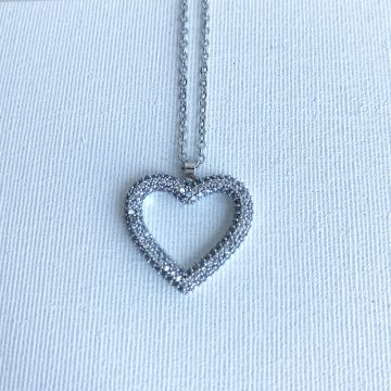Zirkon Silver Kalp Kolye